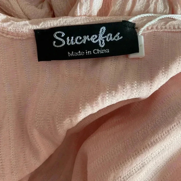 🆕Blush-Pink Tie-Strap Tulip-Hem Blouson Dress S🆕 - Picture 7 of 13